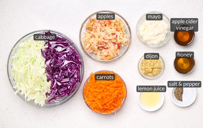 ingredients to make easy apple coleslaw