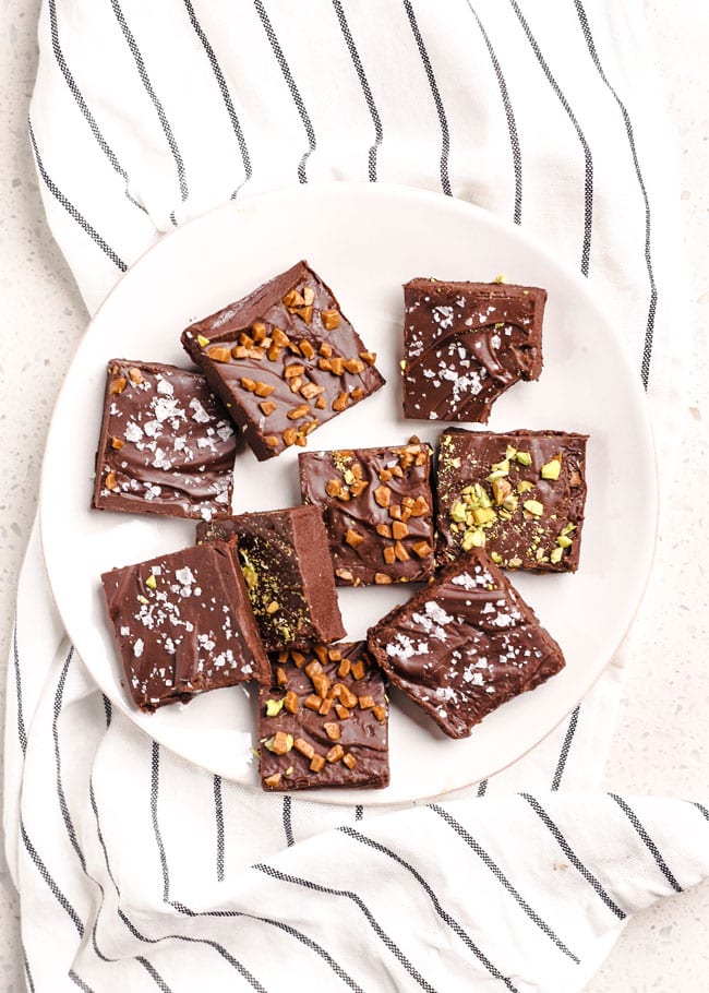 a plate of easy 3 ingredient fudge