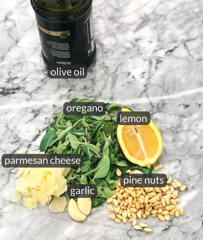 ingredients in oregano pesto