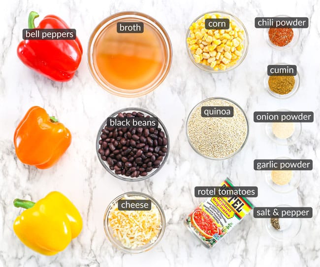 ingredients in quinoa stuffed peppers