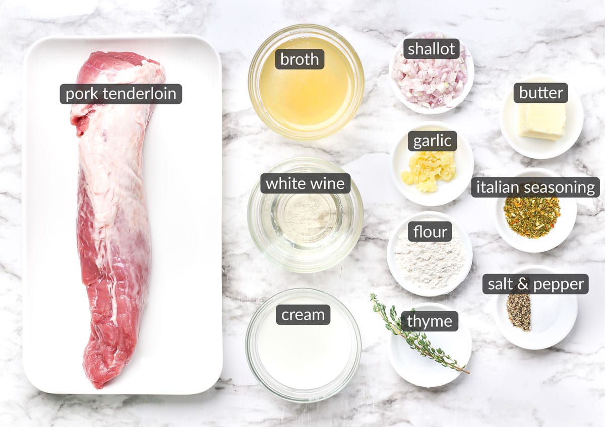 ingredients used to make roasted pork loin with cream sauce