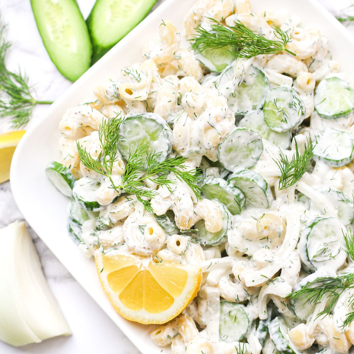 Cucumber Pasta Salad Mess in the Kitchen