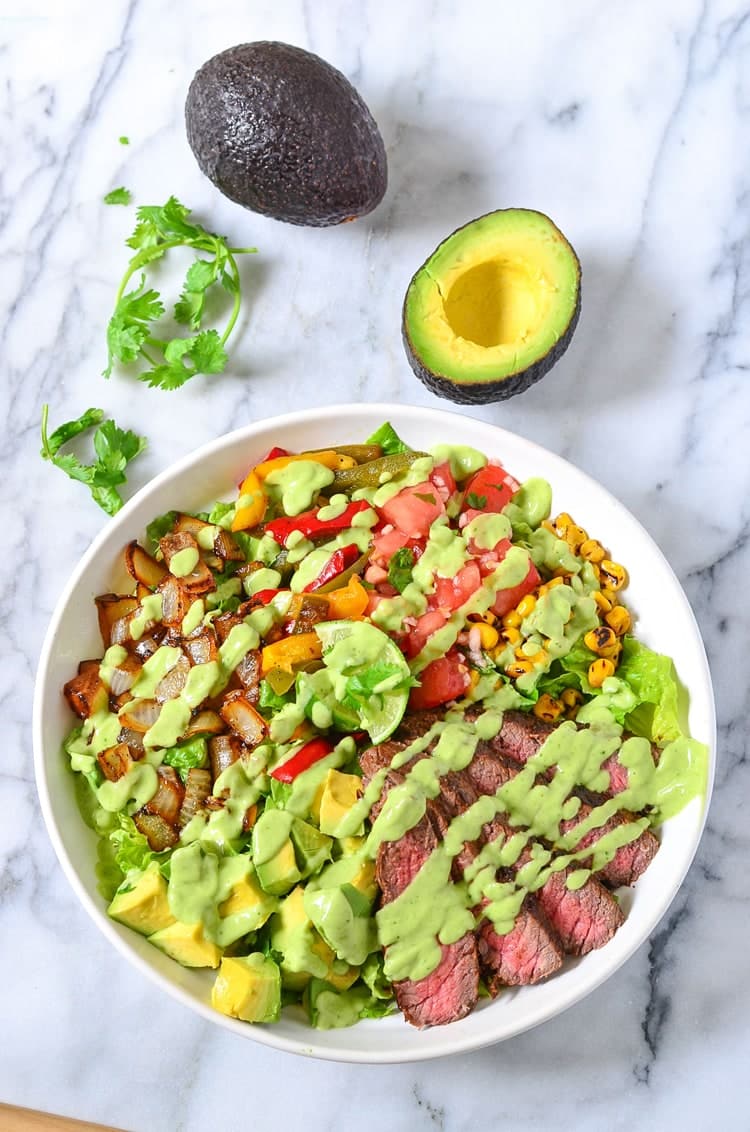 Steak Salad with Cilantro Lime Dressing